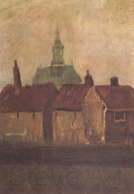 Vincent Van Gogh Cluster of Old Houses with the New Church in The Hague (nn04) Norge oil painting art
